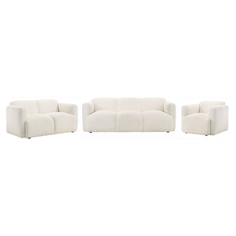 Dorset White 3-Piece Upholstered Round Track Arm Living Room Set from Coaster - Luna Furniture