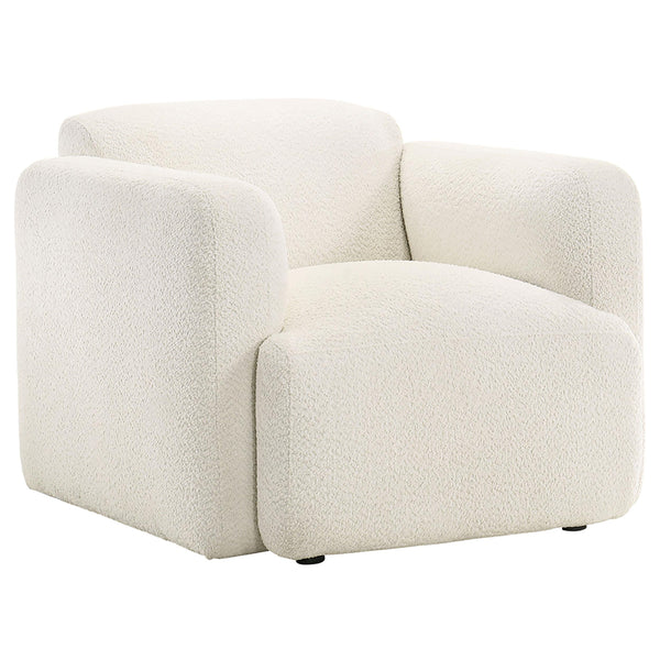Dorset White Fabric Upholstered Round Track Arm Accent Chair