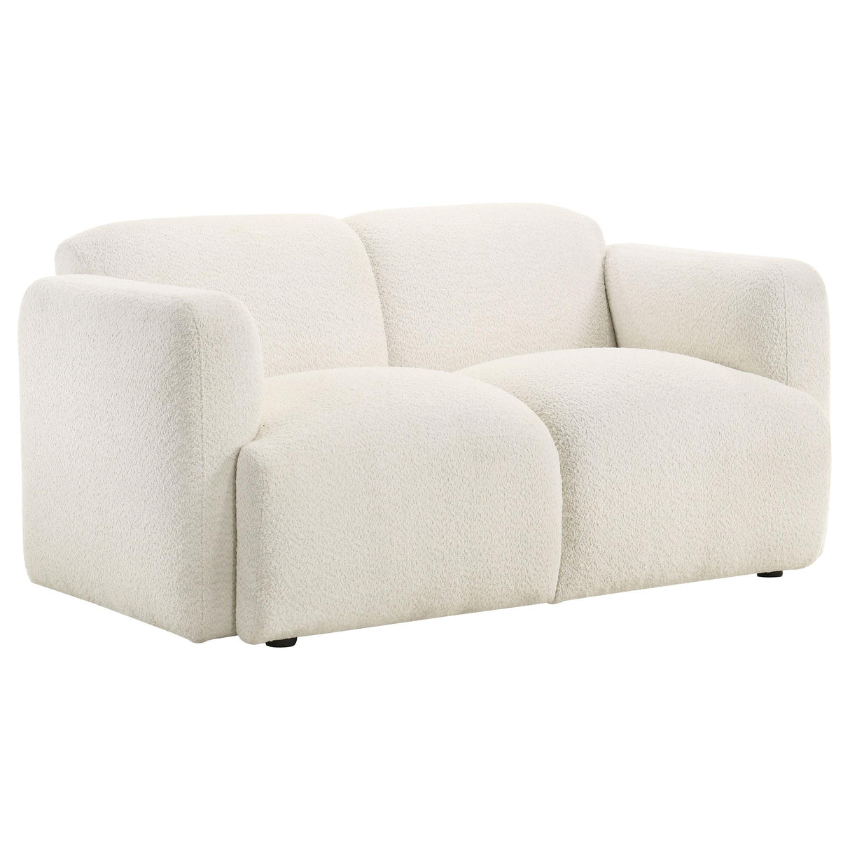 Dorset White Fabric Upholstered Round Track Arm Loveseat from Coaster - Luna Furniture