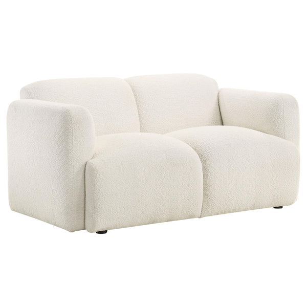 Dorset White Fabric Upholstered Round Track Arm Loveseat