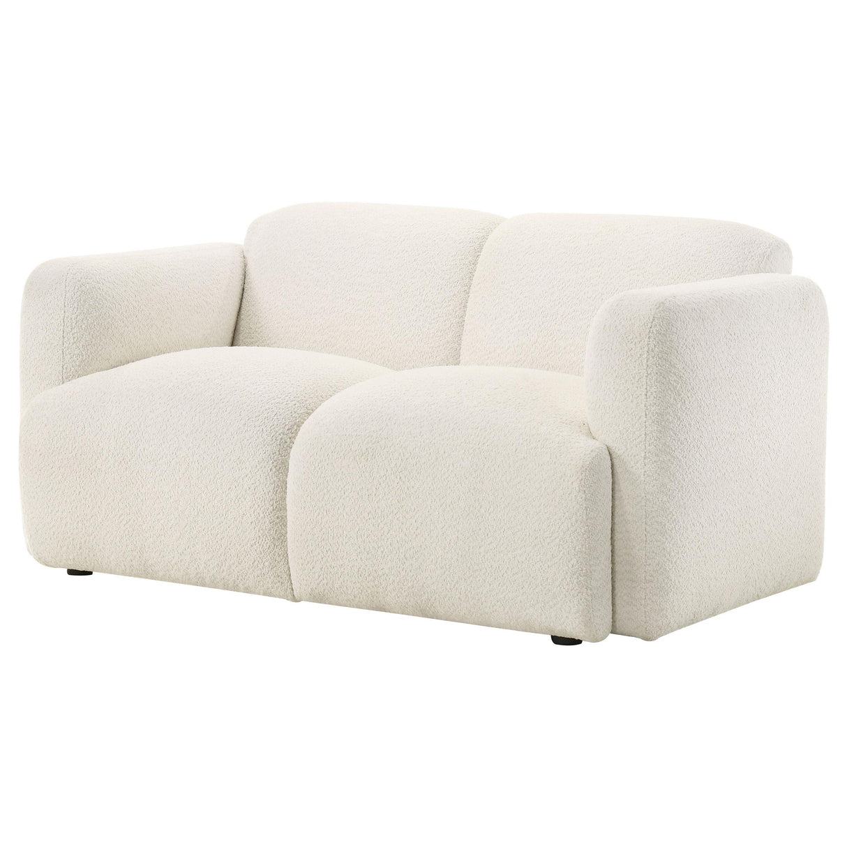 Dorset White Fabric Upholstered Round Track Arm Loveseat from Coaster - Luna Furniture