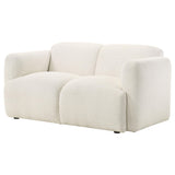 Dorset White Fabric Upholstered Round Track Arm Loveseat from Coaster - Luna Furniture