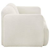Dorset White Fabric Upholstered Round Track Arm Loveseat from Coaster - Luna Furniture