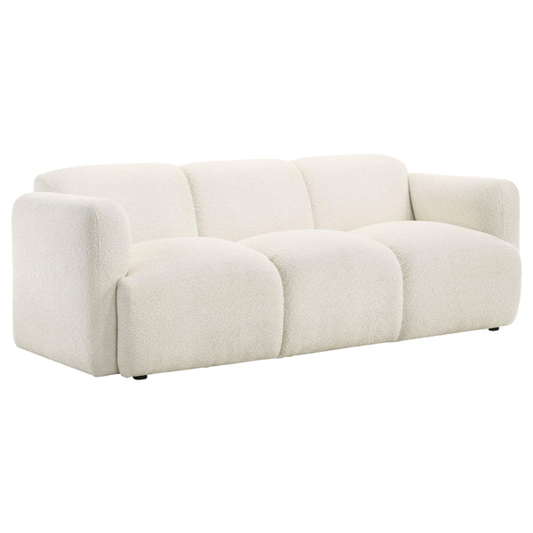 Dorset White Fabric Upholstered Round Track Arm Sofa