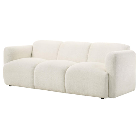 Dorset White Fabric Upholstered Round Track Arm Sofa from Coaster - Luna Furniture