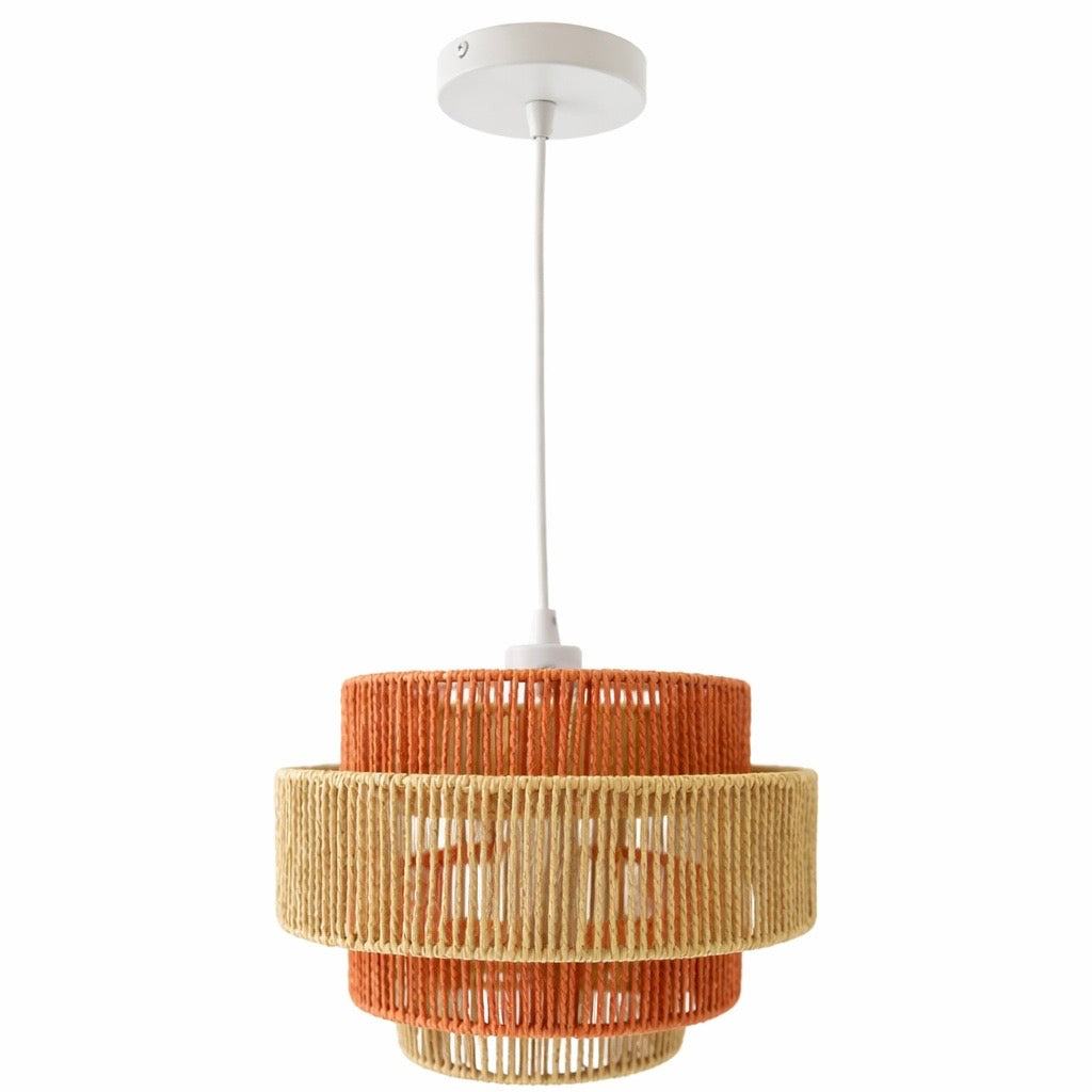 Dorset Pendant Lamp - White and Natural/Terracotta from Ashcroft Furniture - Luna Furniture