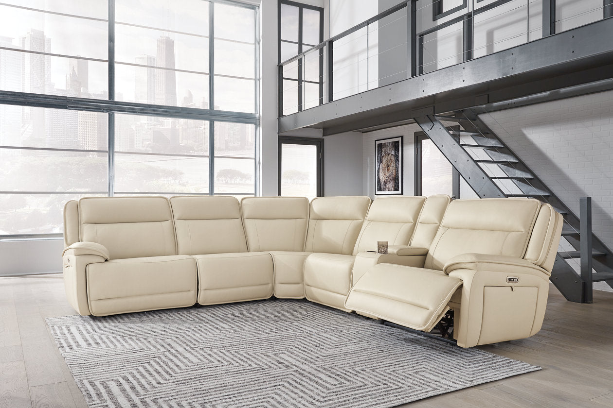 Ashley Double Deal Almond 6-Piece Power Reclining Sectional – Luna