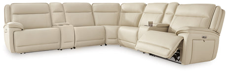Double Deal Almond 7-Piece Reclining Sectional with 2 Consoles from Ashley - Luna Furniture