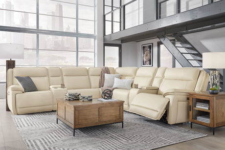 Double Deal Almond 7-Piece Reclining Sectional with 2 Consoles from Ashley - Luna Furniture