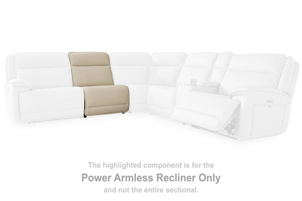 Double Deal Almond Power Armless Recliner