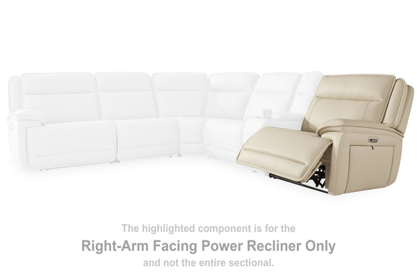 Double Deal Almond Right-Arm Facing Power Recliner