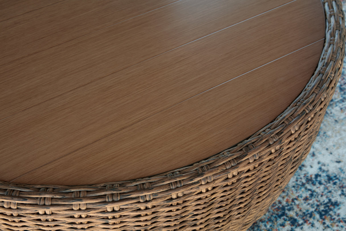 Double Point Beige Outdoor Coffee Table from Ashley Furniture - Luna Furniture