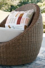 Double Point Beige Outdoor Loveseat/2 Swivel Chairs (Set of 3) from Ashley Furniture - Luna Furniture