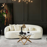 Blair Ivory Curvy Boucle Sofa from Ashcroft Furniture - Luna Furniture
