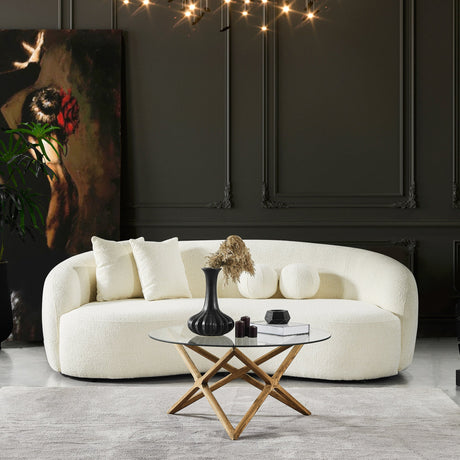 Blair Ivory Curvy Boucle Sofa from Ashcroft Furniture - Luna Furniture