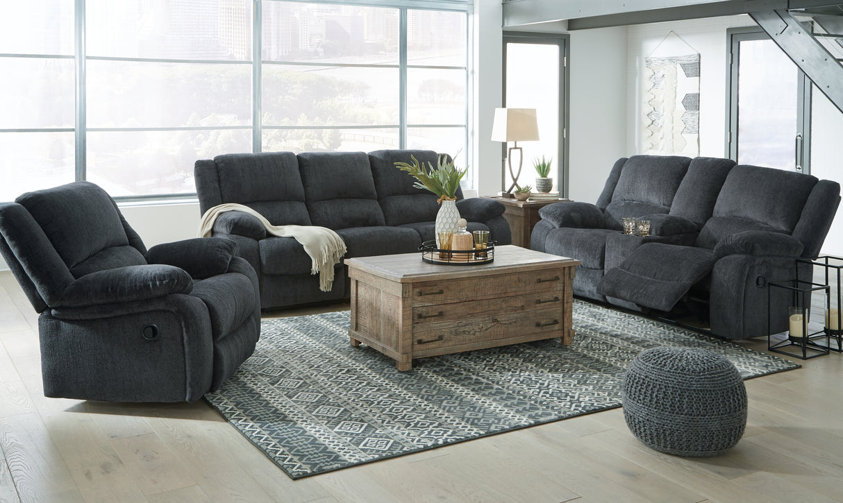 Draycoll Slate Reclining Loveseat with Console and Recliner from Ashley - Luna Furniture