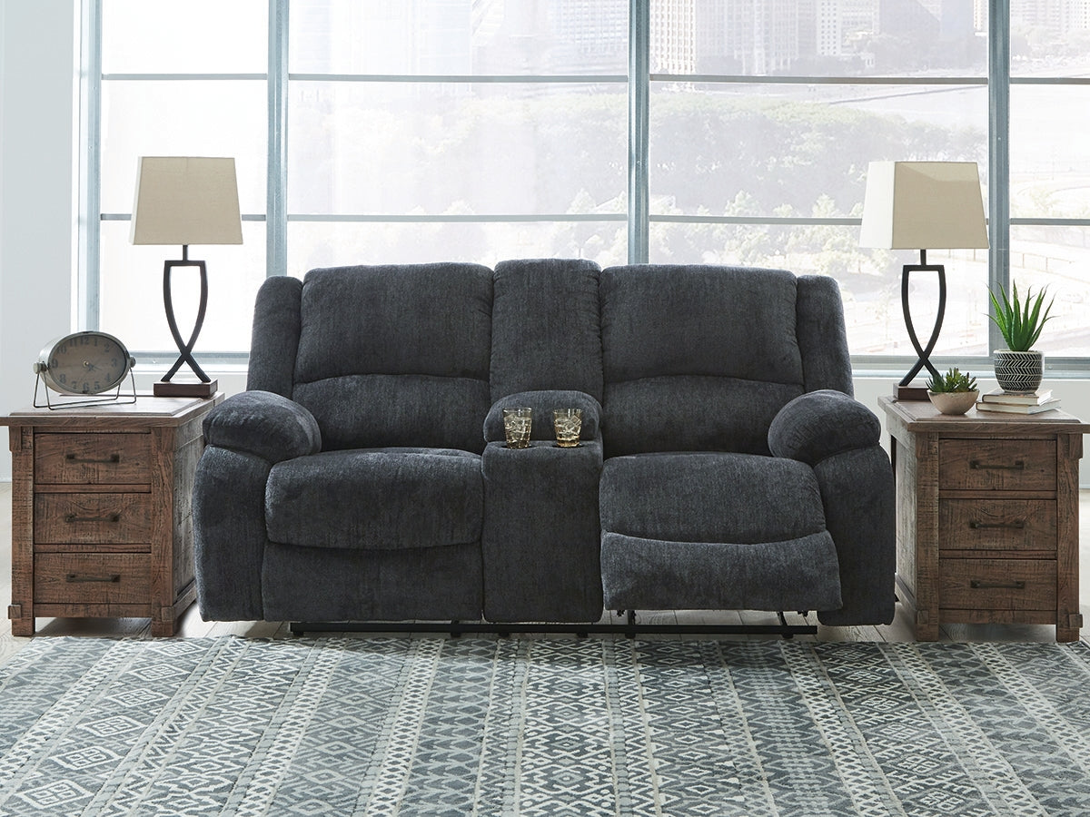 Draycoll Slate Reclining Loveseat with Console and Recliner from Ashley - Luna Furniture