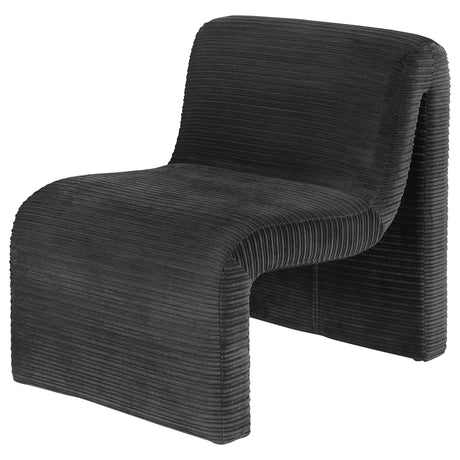 Drayton Black Upholstered Curved Armless Accent Chair from Coaster - Luna Furniture