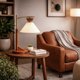 Dreamlight Table Lamp, Brown Solid Wood Base with Elegant Cone Linen Shade from Ashcroft Furniture - Luna Furniture