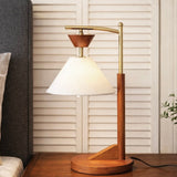 Dreamlight Table Lamp, Brown Solid Wood Base with Elegant Cone Linen Shade from Ashcroft Furniture - Luna Furniture