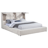 Dreux Cream Upholstered Eastern King Panel Platform Bed from Coaster - Luna Furniture