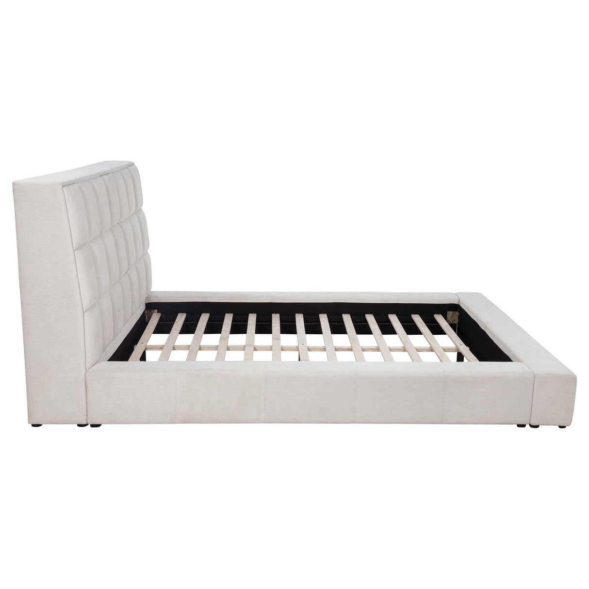 Dreux Cream Upholstered Eastern King Panel Platform Bed from Coaster - Luna Furniture