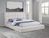 Dreux Cream Upholstered Queen Panel Platform Bed from Coaster - Luna Furniture