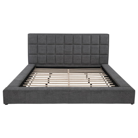 Dreux Gray Upholstered Queen Panel Platform Bed from Coaster - Luna Furniture