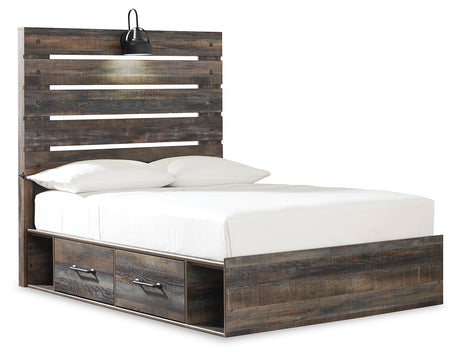 Drystan Full Panel Bed with 2 Storage Drawers with Mirrored Dresser, Chest and 2 Nightstands in Multi from Ashley Furniture - Luna Furniture