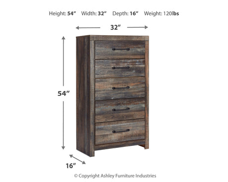 Drystan Full Panel Bed with 2 Storage Drawers with Mirrored Dresser, Chest and 2 Nightstands in Multi from Ashley Furniture - Luna Furniture