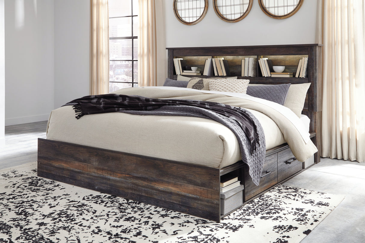 Drystan King Bookcase Bed with 2 Nightstands in Multi from Ashley - Luna Furniture