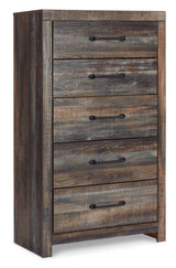 Drystan King Panel Bed with 4 Storage Drawers with Mirrored Dresser, Chest and 2 Nightstands in Multi from Ashley - Luna Furniture