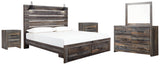 Drystan King Panel Bed with Storage with Mirrored Dresser and 2 Nightstands in Multi from Ashley - Luna Furniture