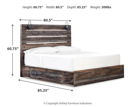 Drystan Multi King Panel Storage Bed and 2 Nightstands from Ashley - Luna Furniture