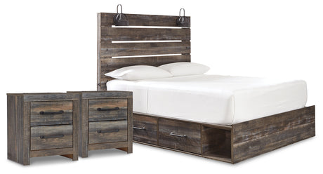 Drystan Multi Queen Panel Storage Bed and 2 Nightstands from Ashley - Luna Furniture