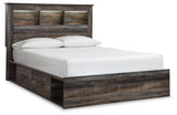 Drystan Queen Bookcase Bed with 2 Storage Drawers with Mirrored Dresser and 2 Nightstands in Multi from Ashley Furniture - Luna Furniture