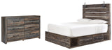 Drystan Queen Panel Bed with 2 Storage Drawers with Dresser in Multi from Ashley - Luna Furniture