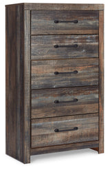 Drystan Queen Panel Bed with 4 Storage Drawers with Mirrored Dresser and Chest in Multi from Ashley - Luna Furniture