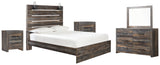 Drystan Queen Panel Bed with Mirrored Dresser and 2 Nightstands in Multi from Ashley - Luna Furniture