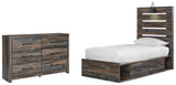 Drystan Twin Panel Bed with 4 Storage Drawers with Dresser in Multi from Ashley - Luna Furniture
