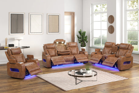 Dubai Brown 3-Piece Power Reclining Living Room Set from Happy Homes - Luna Furniture