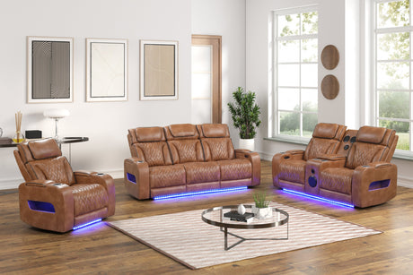 Dubai Brown 3-Piece Power Reclining Living Room Set from Happy Homes - Luna Furniture