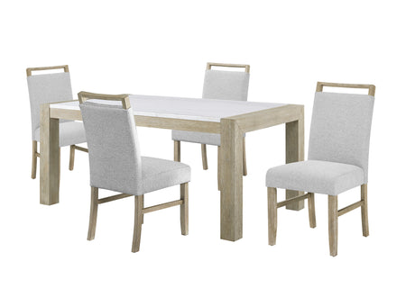 Dune Light Gray Genuine Marble Dining Set from Crown Mark - Luna Furniture