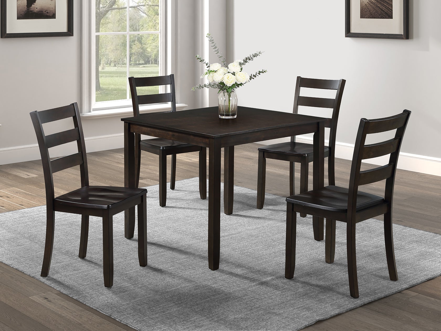 Durham Dark Brown 5-Piece Dining Set from Crown Mark - Luna Furniture