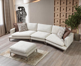 Dylan Ivory Linen 3-Piece Curved 126" Sectional with Ottoman from Nova Furniture - Luna Furniture