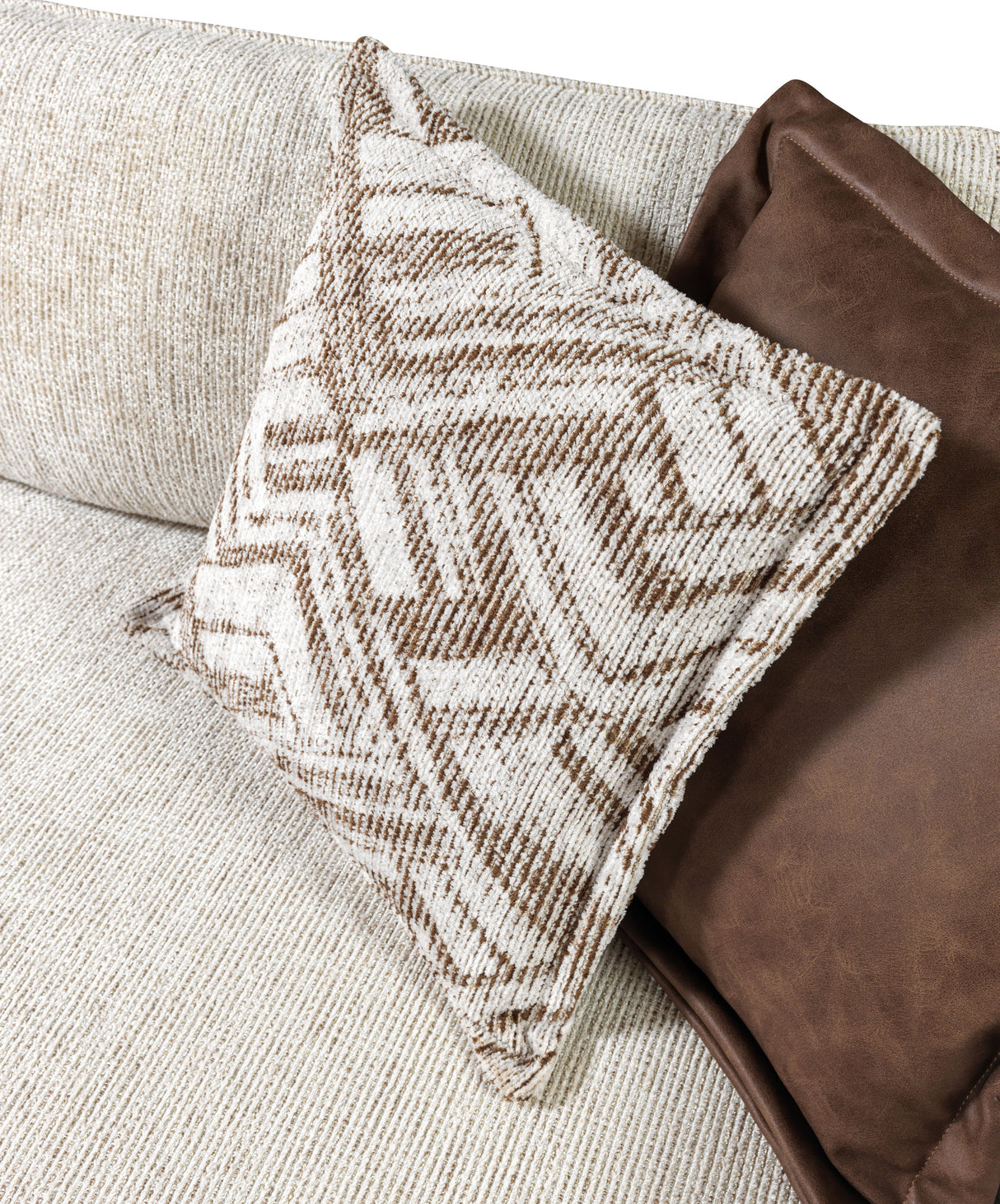 Dylan Ivory Linen 3-Piece Curved 126" Sectional with Ottoman from Nova Furniture - Luna Furniture