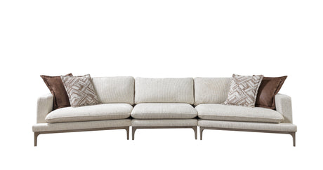 Dylan Ivory Linen 3-Piece Curved 126" Sectional with Ottoman from Nova Furniture - Luna Furniture