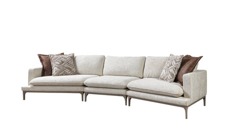 Dylan Ivory Linen 3-Piece Curved 126" Sectional with Ottoman from Nova Furniture - Luna Furniture