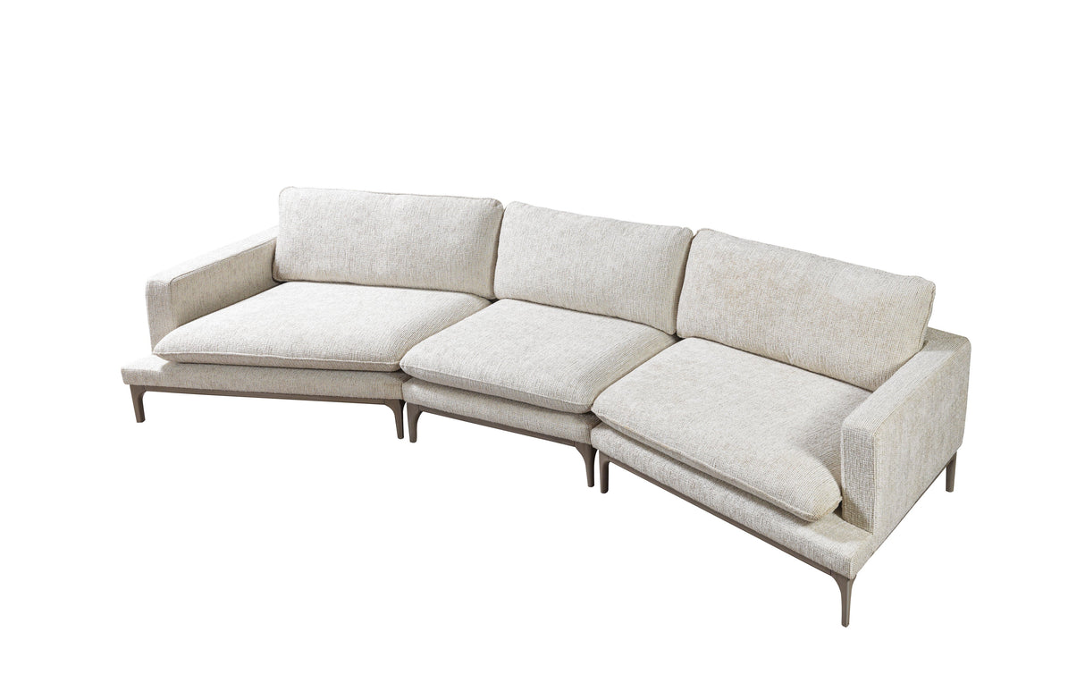 Dylan Ivory Linen 3-Piece Curved 126" Sectional with Ottoman from Nova Furniture - Luna Furniture