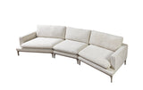 Dylan Ivory Linen 3-Piece Curved 126" Sectional with Ottoman from Nova Furniture - Luna Furniture